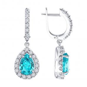 Серебряные серьги SOKOLOV с фианитом 94027349 фото