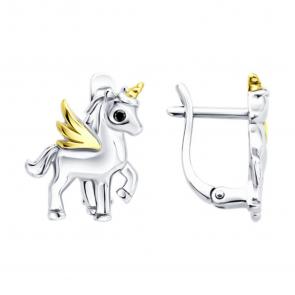 Серебряные серьги SOKOLOV с фианитом 94027350 фото