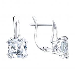 Серебряные серьги SOKOLOV с фианитом 94027352 фото