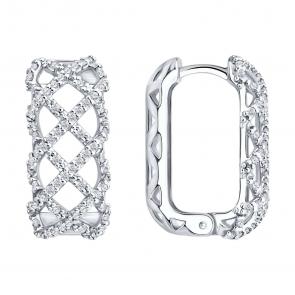 Серебряные серьги SOKOLOV с фианитом 94027356 фото