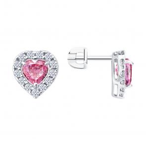 Серебряные серьги SOKOLOV с фианитом 94027365 фото