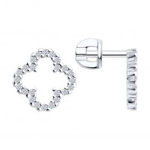 Серебряные серьги SOKOLOV с фианитом 94027369 фото