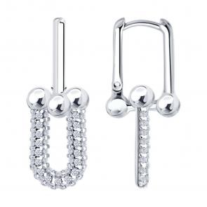 Серебряные серьги SOKOLOV с фианитом 94027372 фото