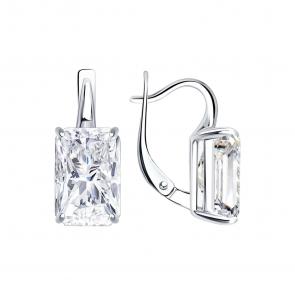 Серебряные серьги SOKOLOV с фианитом 94027507 фото