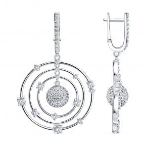 Серебряные серьги SOKOLOV с фианитом 94027509 фото