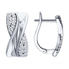 Серебряные серьги SOKOLOV с фианитом 94027527 фото
