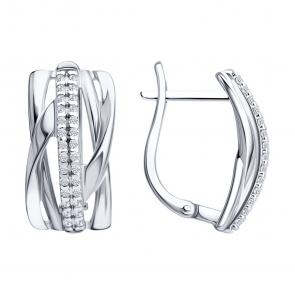 Серебряные серьги SOKOLOV с фианитом 94027528 фото