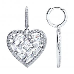 Серебряные серьги SOKOLOV с фианитом 94027535 фото