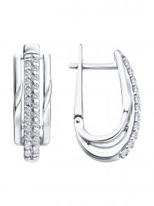 Серебряные серьги SOKOLOV с фианитом 94027537 фото