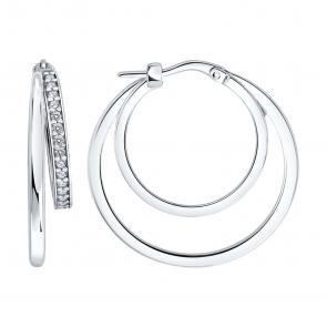 Серебряные серьги SOKOLOV с фианитом 94027541 фото