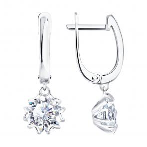 Серебряные серьги SOKOLOV с фианитом 94027559 фото