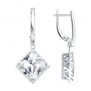 Серебряные серьги SOKOLOV с фианитом 94027560 фото