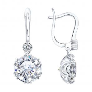 Серебряные серьги SOKOLOV с фианитом 94027570 фото