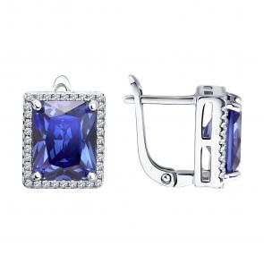 Серебряные серьги SOKOLOV с фианитом и танзанитом 94027611-91 фото