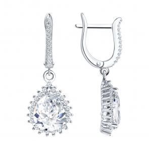 Серебряные серьги SOKOLOV с фианитом 94027626-91 фото