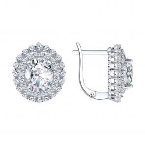 Серебряные серьги SOKOLOV с фианитом 94027627-91 фото