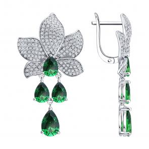 Серебряные серьги SOKOLOV с фианитом 94027631-91 фото