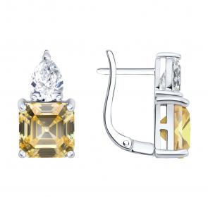 Серебряные серьги SOKOLOV с фианитом 94027633-91 фото