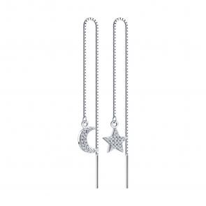 Серебряные серьги SOKOLOV с фианитом 94027654-91 фото