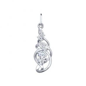 Серебряная подвеска SOKOLOV с фианитом 94030189 фото