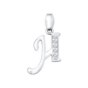 Серебряная подвеска-буква И SOKOLOV с фианитом 94030453 фото