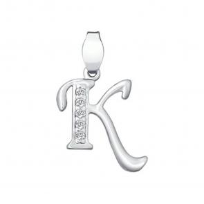 Серебряная подвеска-буква К SOKOLOV с фианитом 94030454 фото