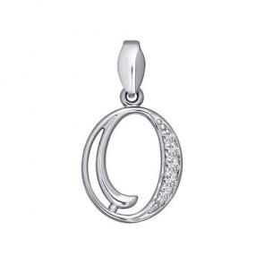 Серебряная подвеска-буква О SOKOLOV с фианитом 94030458 фото