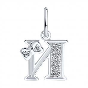 Серебряная подвеска-буква И SOKOLOV с фианитом 94030474 фото