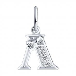 Серебряная подвеска-буква Л SOKOLOV с фианитом 94030475 фото