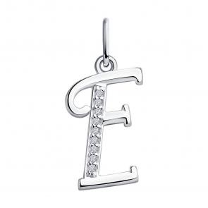 Серебряная подвеска-буква Е SOKOLOV с фианитом 94031367 фото