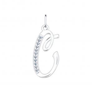 Серебряная подвеска-буква С SOKOLOV с фианитом 94031376 фото