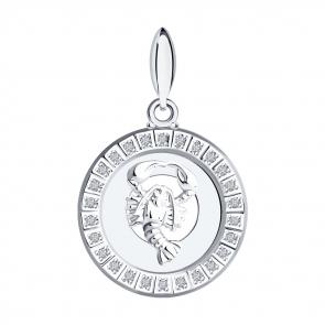 Серебряная подвеска Знак зодиака Рак SOKOLOV с фианитом 94031386 фото