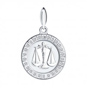 Серебряная подвеска Знак зодиака Весы SOKOLOV с фианитом 94031389 фото