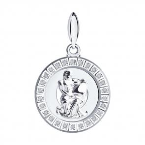 Серебряная подвеска Знак зодиака Водолей SOKOLOV с фианитом 94031393 фото