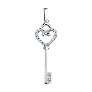 Серебряная подвеска SOKOLOV с фианитом 94031590-91 фото