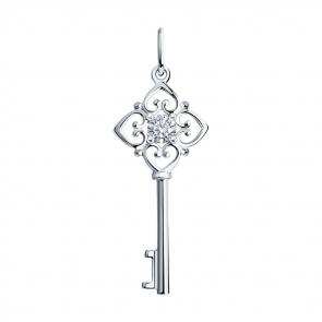 Серебряная подвеска SOKOLOV с фианитом 94031592 фото