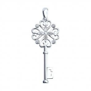 Серебряная подвеска SOKOLOV с фианитом 94031605 фото