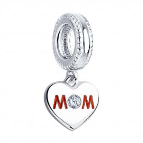 Серебряная подвеска-шарм SOKOLOV с фианитом и эмалью 94031672 фото