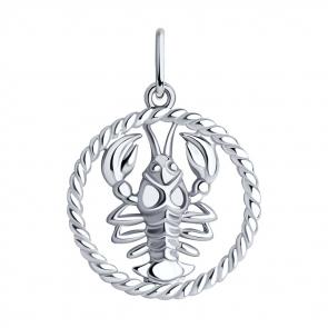 Серебряная подвеска знак зодиака Рак SOKOLOV 94031856 фото