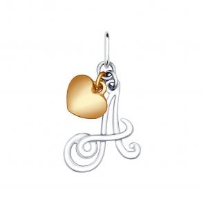 Подвеска-буква А из золочёного серебра SOKOLOV 94031916 фото