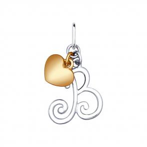 Серебряная подвеска-буква В SOKOLOV 94031917 фото