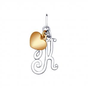 Серебряная подвеска-буква К SOKOLOV 94031919 фото