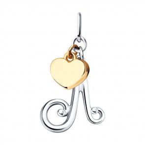 Серебряная подвеска-буква Л SOKOLOV 94031920 фото