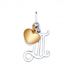 Подвеска-буква Т из золочёного серебра SOKOLOV 94031925 фото