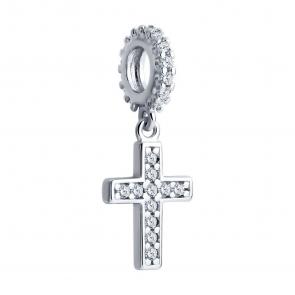 Серебряная подвеска-шарм крест SOKOLOV с фианитом 94032878-91 фото