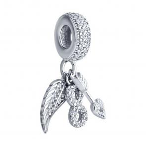 Серебряная подвеска-шарм SOKOLOV с фианитом 94032885 фото
