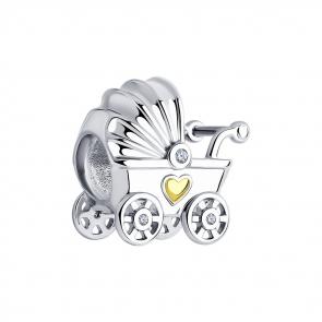 Серебряная подвеска-шарм SOKOLOV с фианитом 94032989 фото