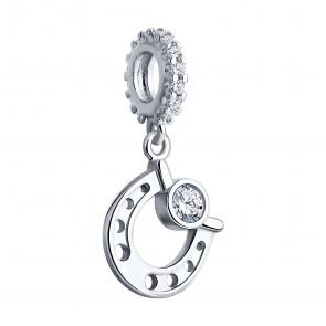 Серебряная подвеска-шарм Символ года Лошадь SOKOLOV с фианитом 94033052 фото