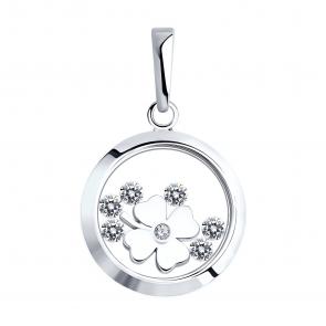 Серебряная подвеска SOKOLOV с минеральным стеклом и подвижным фианитом 94033077 фото