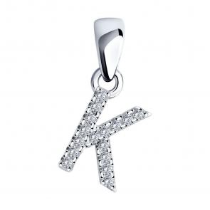 Серебряная подвеска-буква К SOKOLOV с фианитом 94033131-91 фото